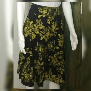 Agnes Dora Midi Skirt Black Yellow Floral NWT XXXL